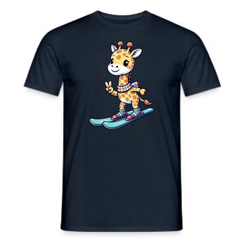Girafe Ski Skieur Vacances De Ski Hiver Sports D’hiver - T-shirt homme - marine - Devant - AI Model Male 178 light (178cm)