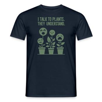 Comprendre les plantes : la communication avec le vert - T-shirt homme - marine - Devant - AI Model Male 178 light (178cm)