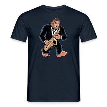 Bigfoot Sasquatch Saxofonspieler Jazz Cartoon - Männer T-Shirt - Navy - Vorne - AI Model Male 178 light (178cm)
