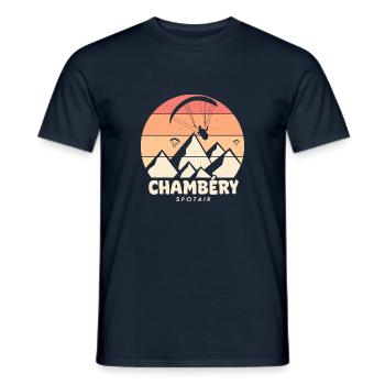 Parapente Chambéry spotair savoie - T-shirt homme - marine - Devant - AI Model Male 178 light (178cm)