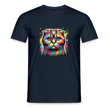 Katze - Männer T-Shirt - Navy - Vorne - AI Model Male 178 light (178cm)