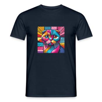 Katze - Männer T-Shirt - Navy - Vorne - AI Model Male 178 light (178cm)