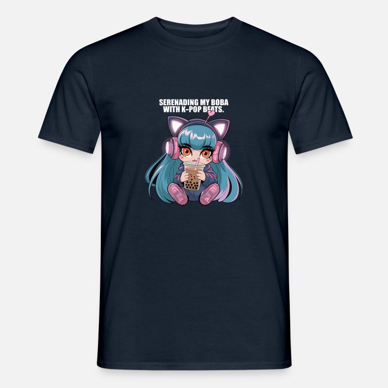 K pop and bubble tea - Men's T-Shirt - navy