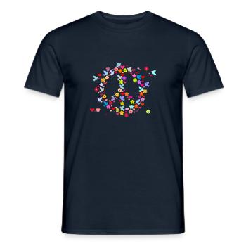 Blumenkinder Frieden / flower power peace (DDP) - Männer T-Shirt - Navy - Vorne - AI Model Male 178 light (178cm)