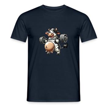 Drôle de grosse vache haltère fitness - T-shirt homme - marine - Devant - AI Model Male 178 light (178cm)