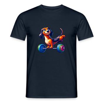 Dackel Handstand Barbell Fitness Training - Männer T-Shirt - Navy - Vorne - AI Model Male 178 light (178cm)