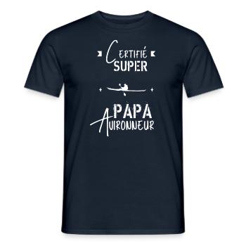 Super papa Avironneur - T-shirt homme - marine - Devant - AI Model Male 178 light (178cm)