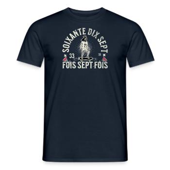 Soixante dix-sept fois sept fois - T-shirt homme - marine - Devant - AI Model Male 178 light (178cm)