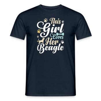 This Girl Loves Her Beagle Funny Beagle Dog Owner - Männer T-Shirt - Navy - Vorne - AI Model Male 178 light (178cm)