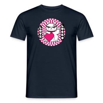 Cher chat chanceux - T-shirt homme - marine - Devant - AI Model Male 178 light (178cm)