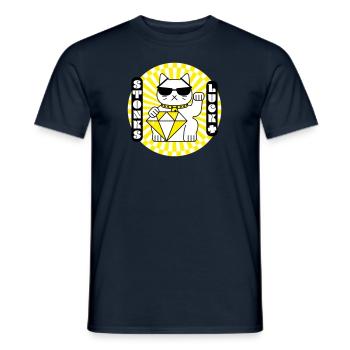 Le chat chanceux de Stonk - T-shirt homme - marine - Devant - AI Model Male 178 light (178cm)