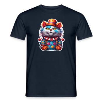 Clown Animal / Cirque / Drôle / Coloré / Spectacle / Chat - T-shirt homme - marine - Devant - AI Model Male 178 light (178cm)