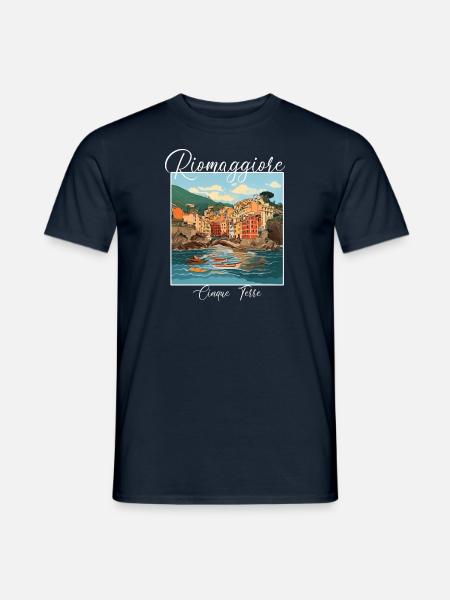 Cinque Terre, Riomaggiore - Männer T-Shirt - Navy