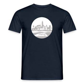 amberg,skyline,grey,circle,silhouette - Men's T-Shirt - navy - Front - AI Model Male 178 light (178cm)