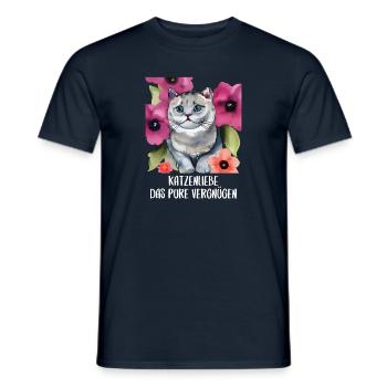 Katzen Sprüche Katzenmotiv Katzenliebhaber - Männer T-Shirt - Navy - Vorne - AI Model Male 178 light (178cm)