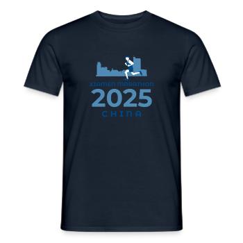 Marathon de Xiamen - 2025 - Chine - T-shirt homme - marine - Devant - AI Model Male 178 light (178cm)