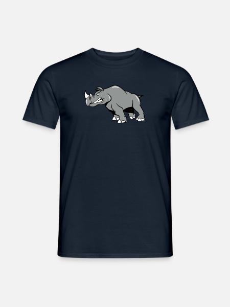 Rhino aggressively attacking - Men's T-Shirt - navy