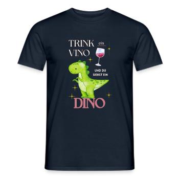 Dino Vino Dinosaur Wine Saying - Men's T-Shirt - navy - Front - AI Model Male 178 light (178cm)