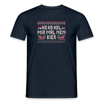 Ho Ho Hol mir mal nen Bier Weihnachten Spruch - Männer T-Shirt - Navy - Vorne - AI Model Male 178 light (178cm)