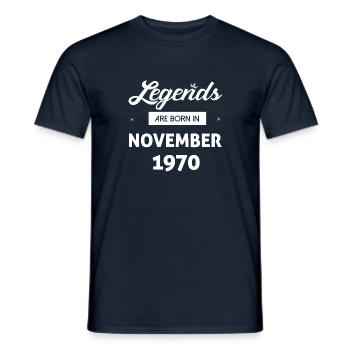 LEGENDS ARE BORN IN NOVEMBER 1970 - Men's T-Shirt - navy - Front - AI Model Male 178 light (178cm)