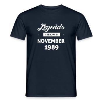 LEGENDS ARE BORN IN NOVEMBER 1989 - Men's T-Shirt - navy - Front - AI Model Male 178 light (178cm)