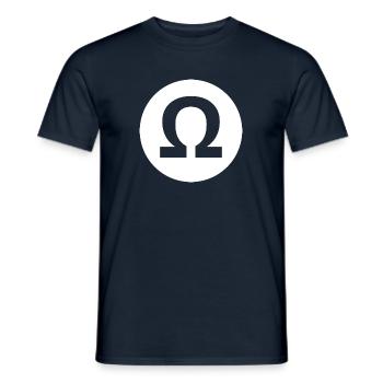 Omega im Kreis - stylisches Logo - cooles Design - Männer T-Shirt - Navy - Vorne - AI Model Male 178 light (178cm)