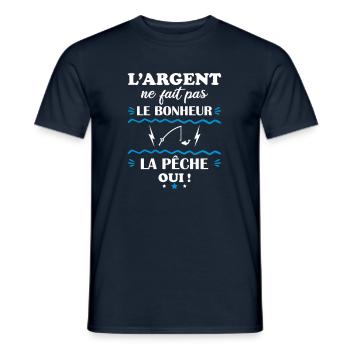 L'argent ne fait pas le bonheur pêche - T-shirt homme - marine - Devant - AI Model Male 178 light (178cm)