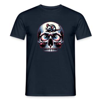 Bunter Skull mit süßer kleiner Maus auf der Stirn - Männer T-Shirt - Navy - Vorne - AI Model Male 178 light (178cm)