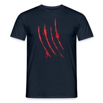 Bloody Claws Scratch of Monster Claw 3 - Men's T-Shirt - navy - Front - AI Model Male 178 light (178cm)