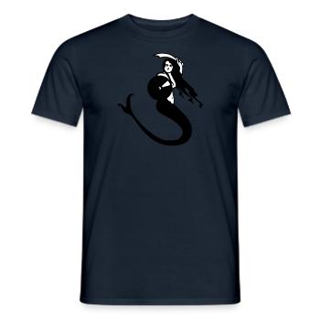 polish drawing mermaid from warsaw poland - Men's T-Shirt - navy - Front - AI Model Male 178 light (178cm)