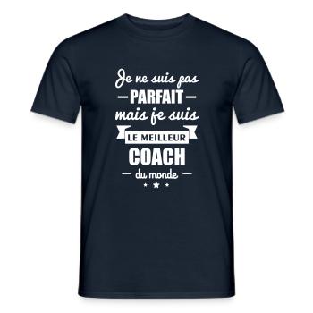 pas parfait meilleur coach,idée cadeau coach - T-shirt homme - marine - Devant - AI Model Male 178 light (178cm)