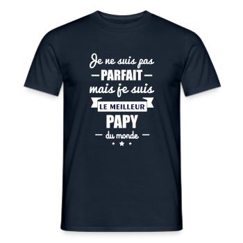 pas parfait meilleur papy du monde,cadeau papi - T-shirt homme - marine - Devant - AI Model Male 178 light (178cm)