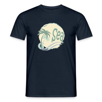 Mer et palmiers - T-shirt homme - marine - Devant - AI Model Male 178 light (178cm)