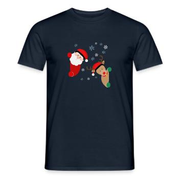Der Weihnachtsmann und Rudolph schauen schon um d - Männer T-Shirt - Navy - Vorne - AI Model Male 178 light (178cm)