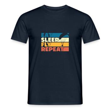 Eat Sleep Fly Repeat Retro Style - Männer T-Shirt - Navy - Vorne - AI Model Male 178 light (178cm)