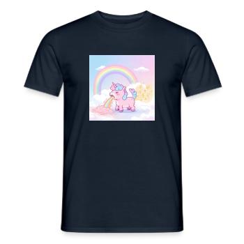 Unicorn, vomits rainbow and farts stars - Men's T-Shirt - navy - Front - AI Model Male 178 light (178cm)
