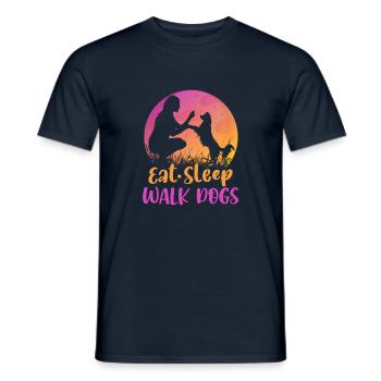 Eat Sleep Walk Dog Owner Shirt Gifts - Men's T-Shirt - navy - Front - AI Model Male 178 light (178cm)