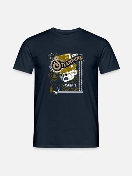 Viktorianisches Katzen Steampunk Design - Männer T-Shirt - Navy