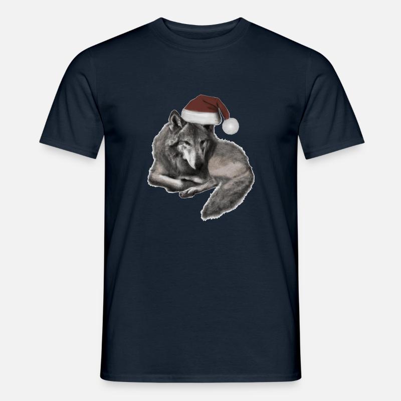 Weihnachtswolf - Männer T-Shirt - Navy