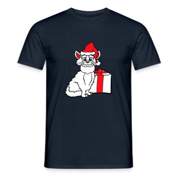 Weihnachtsmann Katze Winter Weihnachten Geschenk - Männer T-Shirt - Navy - Vorne - AI Model Male 178 light (178cm)