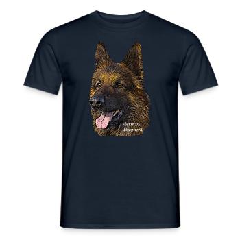 Shepherd, la tête d'un chien, chien de berger allemand, - T-shirt homme - marine - Devant - AI Model Male 178 light (178cm)