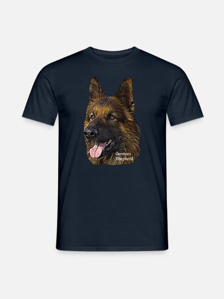 Pastore, una testa di cane, cane da pastore tedesco, - T-shirt uomo - navy