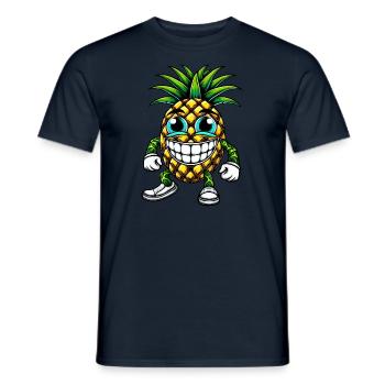 Ananas Frucht fruchtig sommer cool süß Cartoon - Männer T-Shirt - Navy - Vorne - AI Model Male 178 light (178cm)