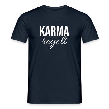 Karma regelt - Männer T-Shirt - Navy - Vorne - AI Model Male 178 light (178cm)