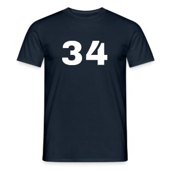34 - Men's T-Shirt - navy - Front - AI Model Male 178 light (178cm)