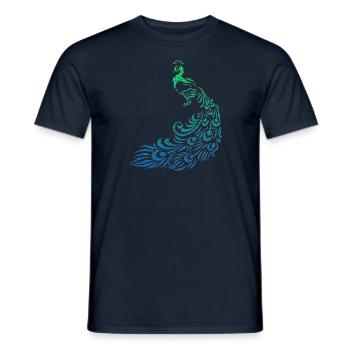 vogel /// peacock /// pfau /// tribal /// dots - Männer T-Shirt - Navy - Vorne - AI Model Male 178 light (178cm)