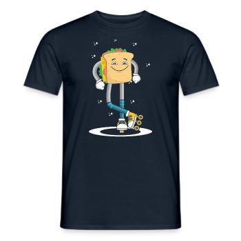 Roller skating roller skater skating sandwich bread - Men's T-Shirt - navy - Front - AI Model Male 178 light (178cm)