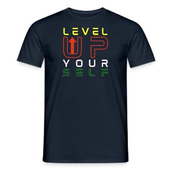 Level-up your self - Men's T-Shirt - navy - Front - AI Model Male 178 light (178cm)