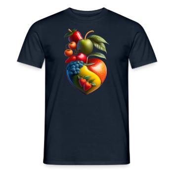 Fruits, Fruits, Vegetables, Heart, Vegan, Vegetarian - Men's T-Shirt - navy - Front - AI Model Male 178 light (178cm)
