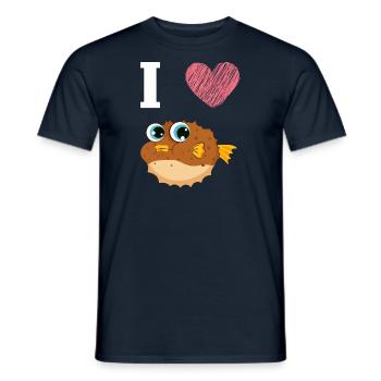 J’adore le poisson-globe - T-shirt homme - marine - Devant - AI Model Male 178 light (178cm)